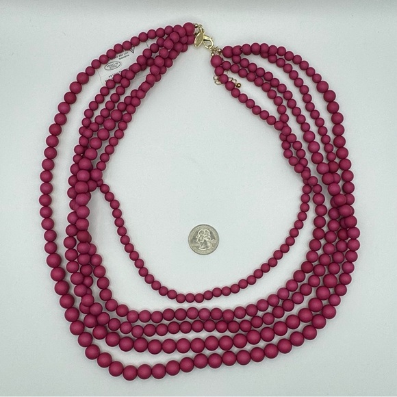 Lisa E Multi-Strand Beaded Necklace-deep Raspberry pink - Picture 3 of 4